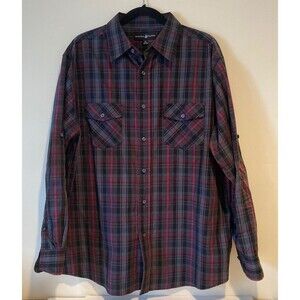 Beverly Hills Polo Club Shirt Mens XL Long Sleeve W/Roll Up Button for S/S EUC